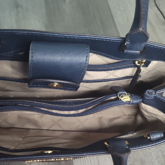 Michael Kors Blue Satchel with Gold Accents - Picture 11 of 13